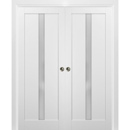 SARTODOORS Double Pocket Interior Door, 48" x 80", White QUADRO4112DP-WS-48